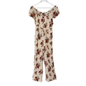 American‎ Eagle Gauze Fall Floral Jumpsuit Smocked Small Boho